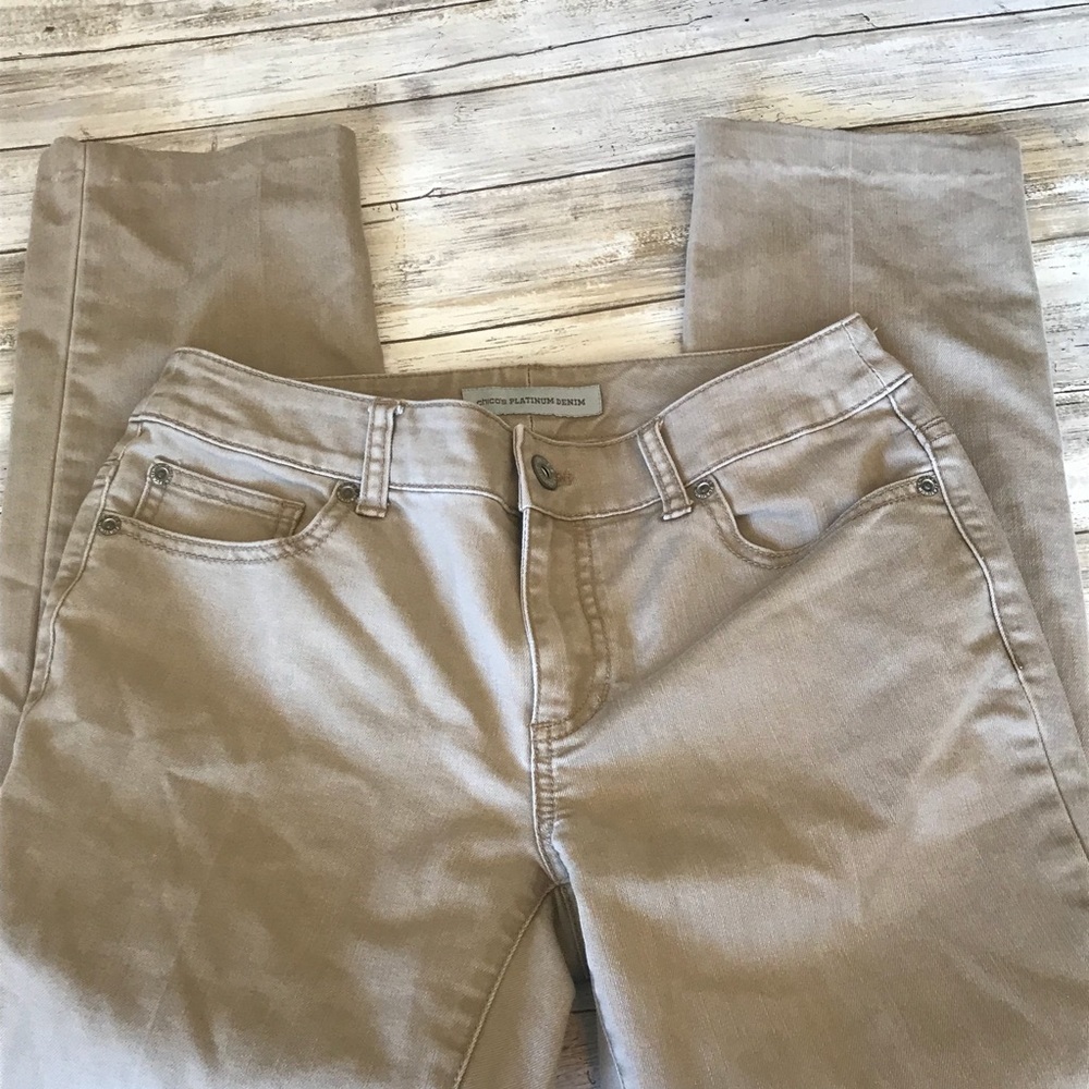 Chico’s Platinum Denim Tan Chico’s Size 00